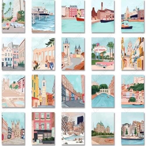 Poster City New York Landscape Canvas Painting Creative Wall Art Modular Prints Pictures Nursery Interior Home Decoration Design