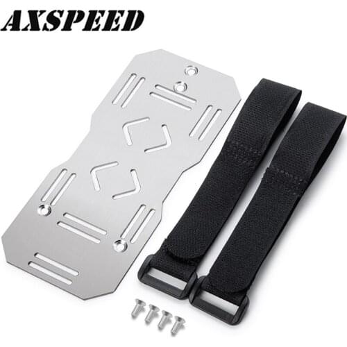 AXSPEED Stainless Steel Additional Battery Tray Plate with Tie 65x150mm for 1:10 RC Crawler Traxxas TRX6 Upgrade Parts