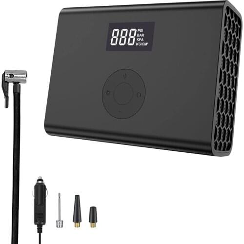 Portable Air Compressor for Car Tires,DC 12V 100W Tire Inflator with LED Flashlight,Air Pump with HD LCD Screen for Bike