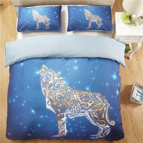 3D Animal Tiger Dragon Butterfly Lion Wolf Bedding Quilt Cover and Pillowcase Three-piece Bedding Set