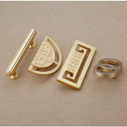 Modern Chinese style Sliding door handle Imitation brass knob drawer pull for interior doors Cabinet Furniture Hardware