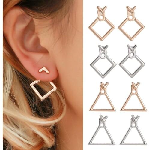 Trendy Cute Nickel Free Earrings Fashion Jewelry Earrings Square Triangle Stud Earrings for Women Brincos Statement Earrings