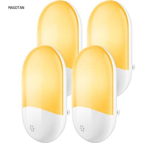 LED Sensor Light EU Plug-in Night Warm White Nightlight Dusk-to-Dawn For Children Home Bedroom Bathroom Kitchen HallwayStairs