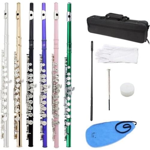 Tone C LADE Colorful Plated 16 Closed Holes CKey Flute with Case / Cloth / Screwdriver
