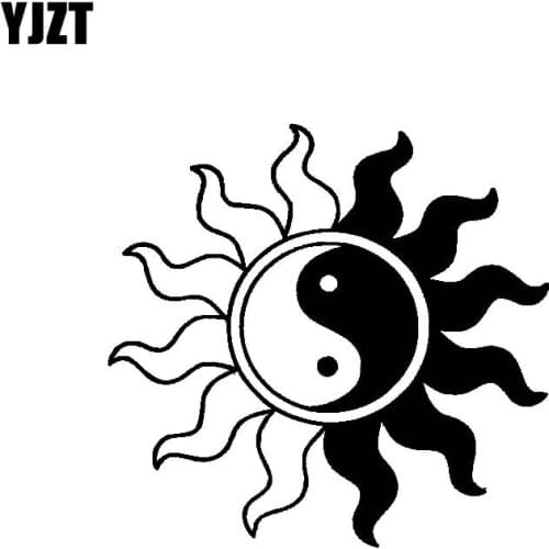YJZT 14.4CM*13.8CM Beautiful Unusually Happy Delicate Yin Yang Sun Mysterious Vinyl Decal Car Sticker Black/Silver C19-1288