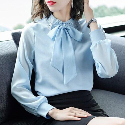 Women Blouses Korean Elegant Woman Chiffon Shirt Lace Collar Shirt Women Tops Plus Size Women Clothing Blusas Mujer De Moda 2020