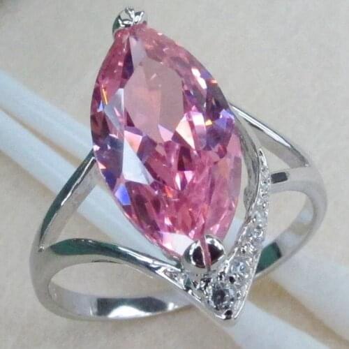 Fleure Esme Engagement wedding rings Jewelry & Accessories for women Pink Red Cubic Zirconia Rhodium Plated R827 R830 size 6 7 8