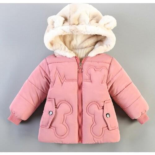 Winter Thick Hooded Cute Cartoon Windproof Belt Pockets Long Sleeves To Keep Warm, Outer Wear Boys And Girls Cotton Clothes