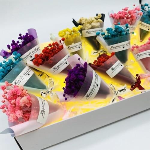 1PC Gypsophila Dried Flowers Mini Crystal Grass for Wedding Home Decoration DIY Craft Candy Cola Gift Box Match Photo Props
