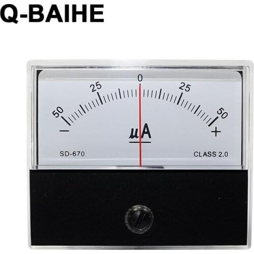 100pcs/Lot Panel Meter SD-670-1-50(DC+-50uA) 60x70mm DC +-50uA Class 2.0 Center=0