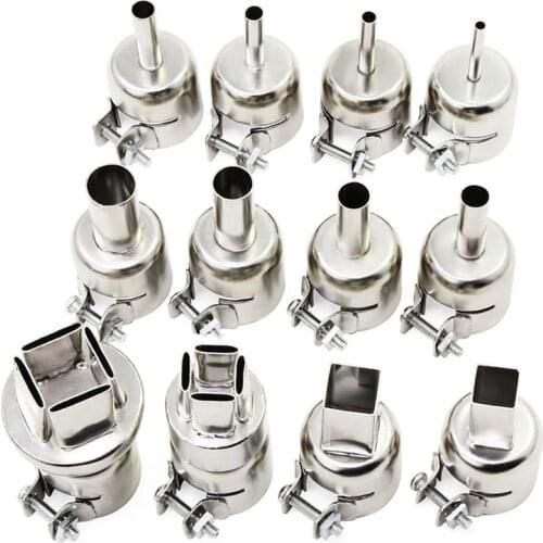 12PCS Universal Heat Nozzle 3-20mm Hot Air Heat Resisting Nozzles Tips Tool for 850 Series Hot Air Soldering Station