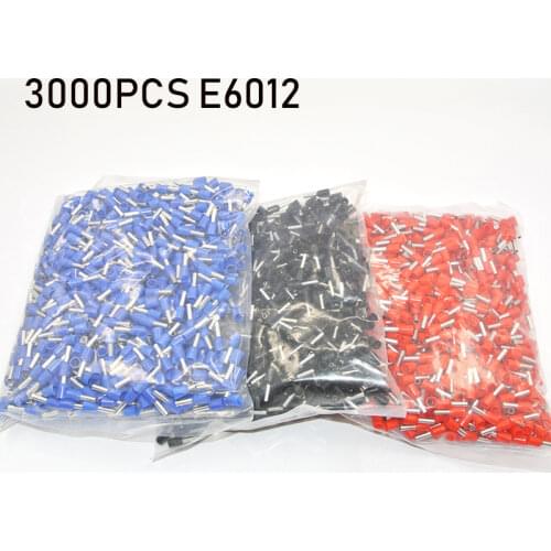3000PCS 10 AWG 6.0mm2 Black Red Yellow Insulated Wire Copper Crimp Connector E6012 Insulated Cord End Terminal Wire Ferrules
