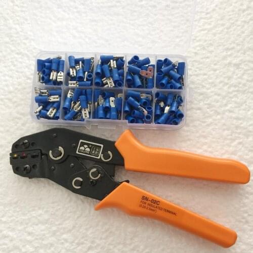 4.8mm Female/Male Insulated Wire Terminal Connectors Case +SN-02C 0.25-2.5mm2 Crimping Plier Hands Tool