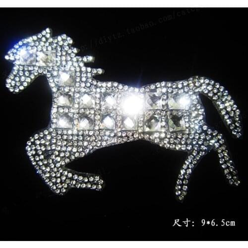 4pcs/lot Pointback Horse icon rhinestones patches hot fix rhinestone iron on rhinestone transfer designs for bag shoes