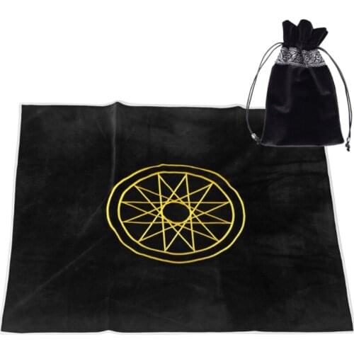 Art Divination Velvet Table Cloth Pagan Altar Astrology Tablecloth with Cards Bag 80x80cm