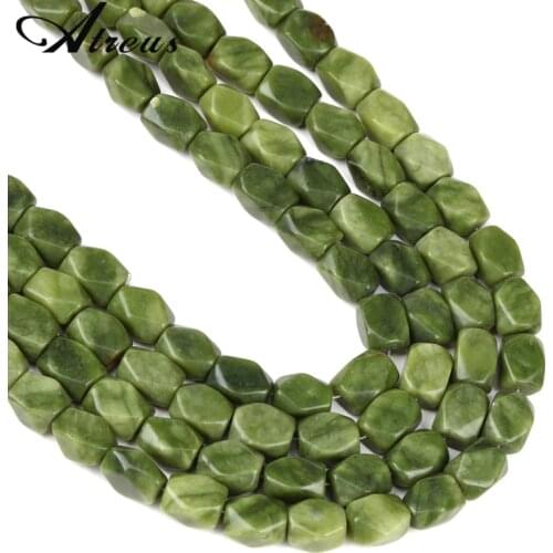 12x16mm Green Southern Jades Natural Stone Beads Square Faceted Bulk Spacer Loose Beads For Jewelry Making DIY Beaded Bracelet