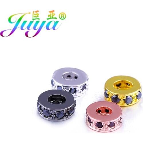 7mm Beading Jewlery Perles Gold/Rose Gold Cubic Zirconia Metal Spacer Beads For Handmade Beadwork Jewelry Making