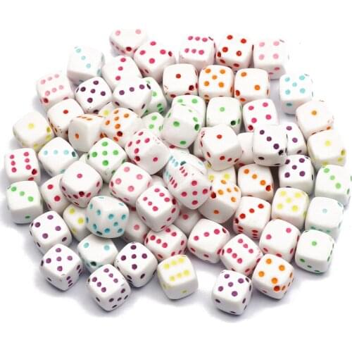 8x8mm Mixed White Square Dice 50/100pcs Loose Spacer Beads For Jewelry Making DIY Charm Necklace Bracelet Beaded Accessories