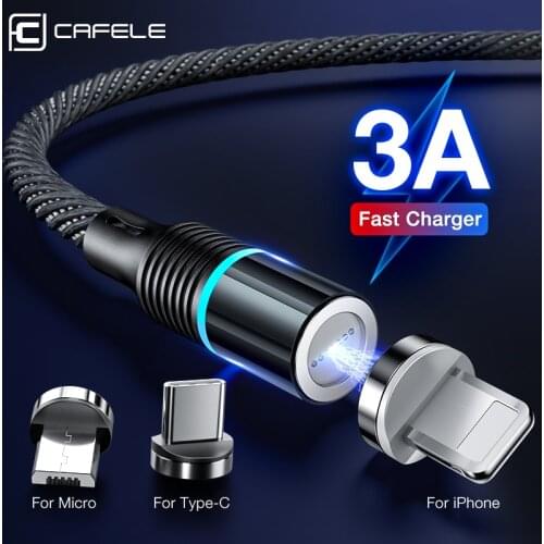 CAFELE 3A Micro USB C cable Fast Charging Magnet USB Type C Cable For iPhone 11 Pro Max 8 Sumsung Mobile Phone Magnetic Charger
