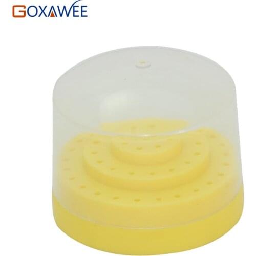 GOXAWEE 48 hole Dental Lab Instrument (Round) Holes Plastic Bur Holder Burs Block Case Box For Diamond Bur Holder tools box