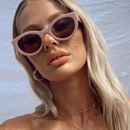 HKNA 2021 Small Cat eye Sunglasses Women Pink Triangle Eyeglasses Women/Men Luxury Brand Sun Glasses Shades UV400 Vintage Oculos