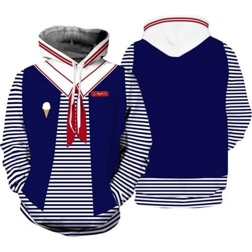 Stranger Things Cosplay Scoops Ahoy Robin Hoodie Costume Mens Pullover Sweatshirts Oversized for Autumn Drop Ship