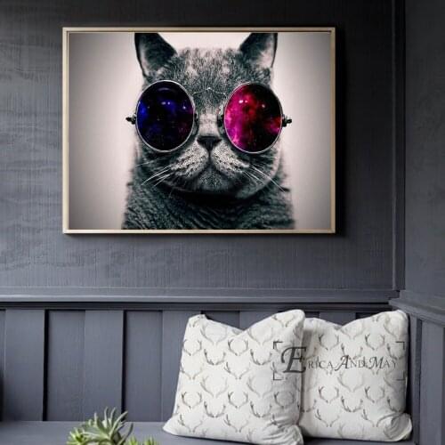 Cool Glasses Cat Wolf Birds Wall Art Canvas Painting Poster For Home Decor Posters And Prints Unframed Decorative Pictures