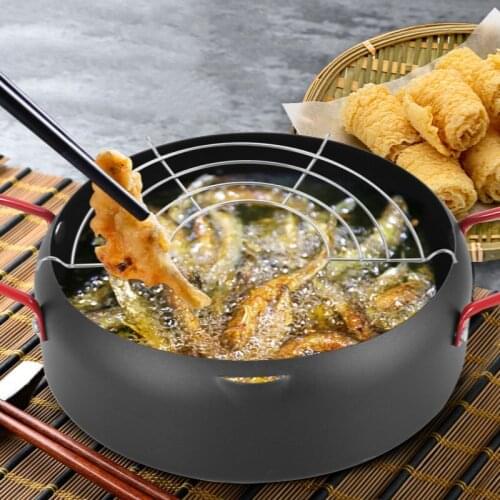 Kitchen Deep Frying Pot Kitchen Tempura Fryer Pan With Clip Japanese Style Frying Pot Cooking Kitchen Accessories Dropship