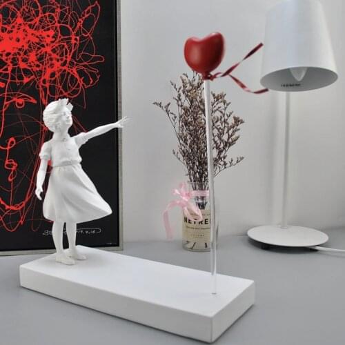 Flying Girl and Heart Balloon Inspired by Banksy Artwork Modern Sculpture Home Decoration Statue House Decor England Art Nordic