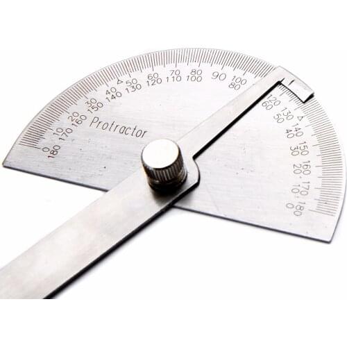 0-180 Degree Angle Ruler Adjustable Round Head Rotary Protractor Angle Finder Stainless Steel Measuring Tool