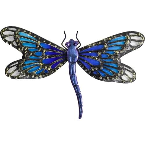 Metal Fairy Dragonfly Wall Artwork for Garden Decoration Miniaturas Animal Outdoor Statues and Sculptures for Miniature Garden