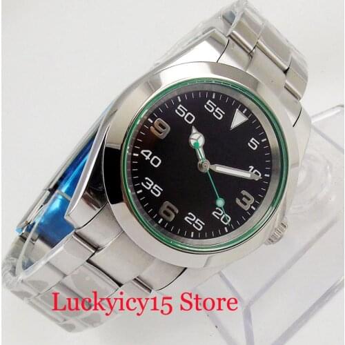 BLIGER Automatic Mens Watch Black Dial Stainless Steel Strap 40mm Mechanical Wristwatch