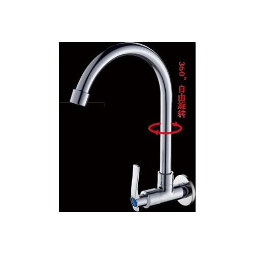 Single cold water wall mounted kitchen tap faucet brass body chromed finish