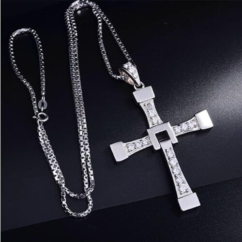 Fast And Furious Dominic Toretto Cross S925 Sterling Silver Necklace Jewelry Pendant Free With Gift Box For Men Boyfriend Gifts