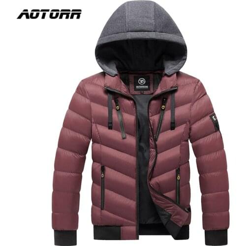 Parka Winter 2021 New Bomber Jacket Men Cotton Padded Warm Zipper Hooded Coat Mens Jacket Outdoor Snow Parkas Slim Fit Outwear