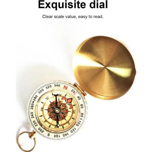 High Quality Camping Hiking Noctilucent Pocket Brass Golden Compass Portable Compass Navigation for Outdoor Activities Hot
