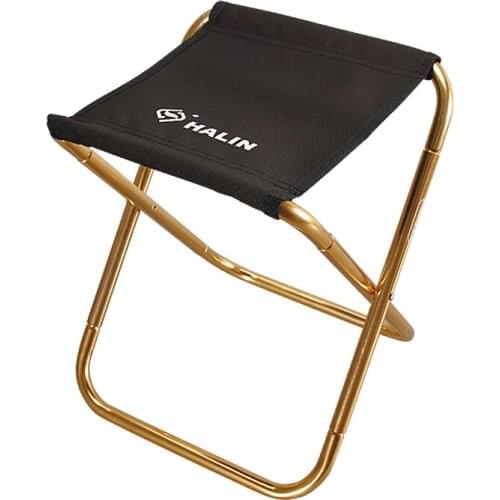 QHOE 1Pc Portable Aluminum Alloy Outdoor Camping Folding Chair Mini Collapsible Stool for Travel Fishing Hiking Barbecue Chair