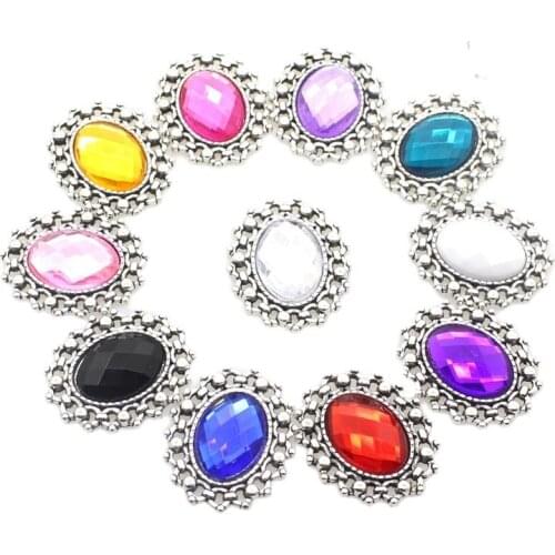 YWXINXI 10Pcs new alloy oval rhinestone flat buttons, DIY handmade clothing, hair accessories, family party decoration, jewelry