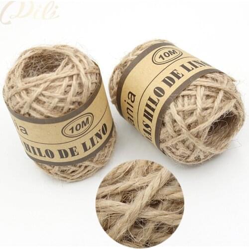 10m/roll Natural Hemp Rope Twine 24roll/box Jute Thread Cord for Hang tag gift package home decorate