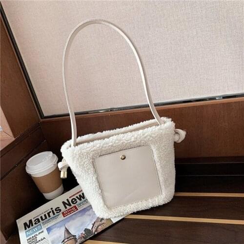 High Quality Velvet Ladies Shoulder Bag Simple Casual Velvet Winter Messenger Bag Womens All-Match Zipper Shoulder Bag