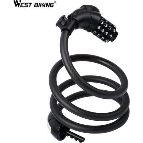 WEST BIKING Bike Lock Password Bicycle Anti Theft Cable Lock Steel Security MTB Road Bike Motorcycle Locks Cycling Acessories