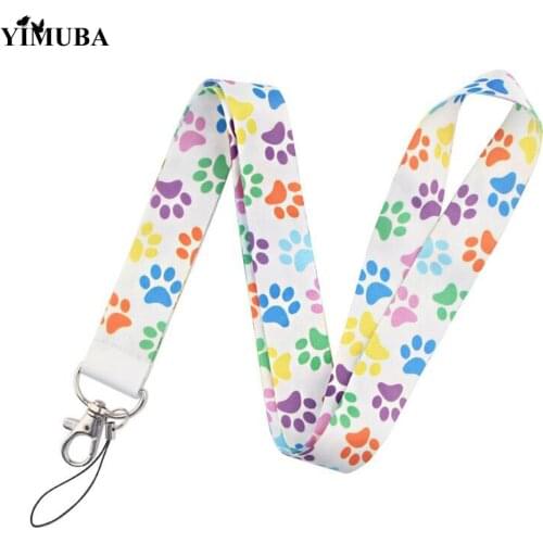 YIMUBA Cute Colorful Cartoon Paw Print Lanyard Keychain Mobile Phone Neck Straps ID Card Gym Pass Badge Holder Ribbon Hang Rope