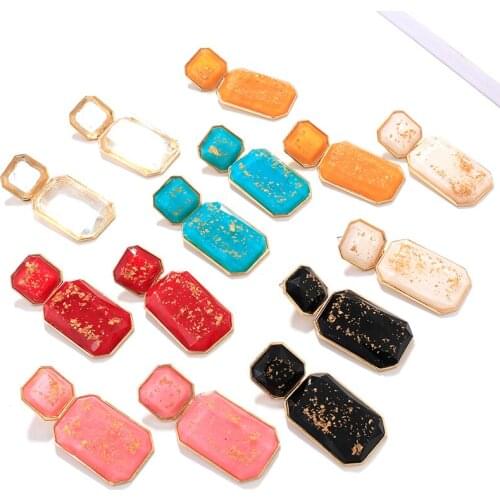 AENSOA Geometric Acrylic Drop Earrings Trend Women Large Square Earrings Fashion Statement Acrylic Pendant Earrings Jewelry