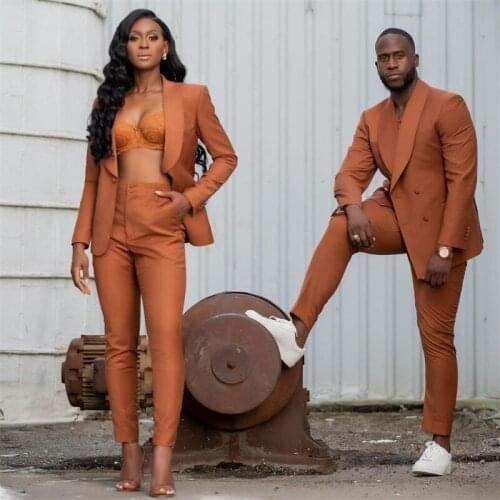 2 Pieces Women And Men Suits Fit Slim Coat+Pant Modern Design Formal Party Suits For Couples Customize