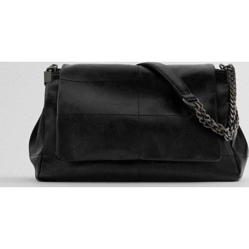 Women Vintage Solid Color Chain Soft Leather Shoulder Handbags 2020 New fashion Messenger Bags Soft Flap Women Purse and purse