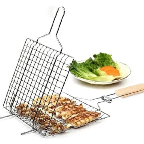 1PC Grilled Fish Clip Non-stick BBQ Fish Clip Portable BBQ Grilling Net Outdoor Camping Barbecue Tools