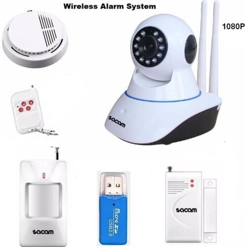 1080P camera alarm set security home wireless IP WiFi HD camera intrusion alarm anti-theft suite door sensor PIR detector CCTV a