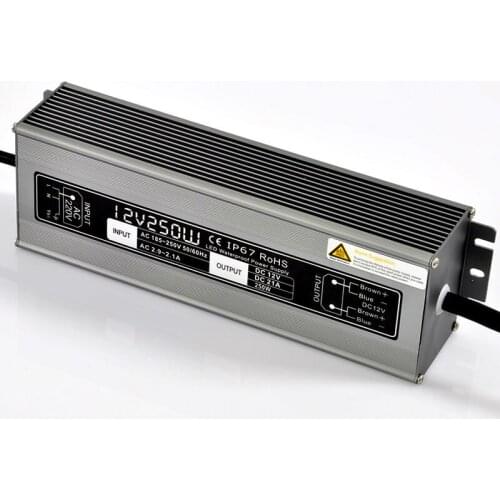 12V 250W waterproof power supply 12V led driver IP67,Aluminum AC 110V 220V to DC12V Lighting Transformer for LED light