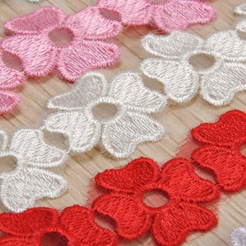 20Yards 3cm Width Embroidered Lace Ribbon Trim White Black Red Green Pink Fabric Clothing Accessories Crafts Supplies