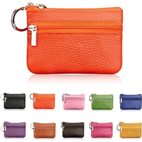 2019 Women Leather Coin Purse Key Holder Zip Wallet Pouch Bag Purse New Brand Men Soft Genuine Card Holder #w